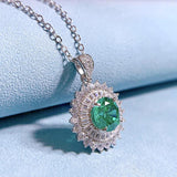 925 Silver 8mm Green Paraiba Tourmaline Pendant Necklace
