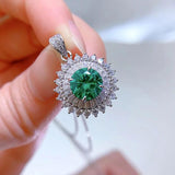 925 Silver 8mm Green Paraiba Tourmaline Pendant Necklace