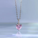 925 Silver 7*7MM Sapphire Necklace for Women