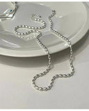 S925 Silver Oval Olive Beaded Necklace, $18