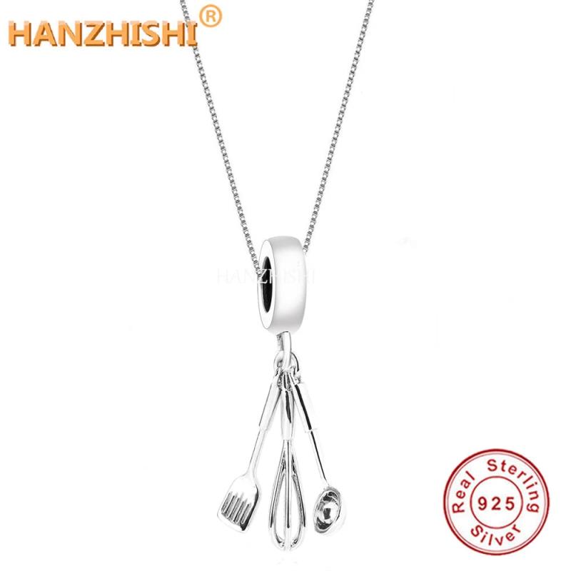 925 Silver Fork Spoon Pendant Vintage Necklace Box Chain Fine Jewelry