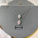 925 Silver Pink Sapphire Diamond Gemstone Necklace