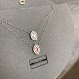 925 Silver Pink Sapphire Diamond Gemstone Necklace