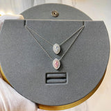 925 Silver Pink Sapphire Diamond Gemstone Necklace