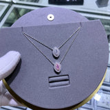 925 Silver Pink Sapphire Diamond Gemstone Necklace