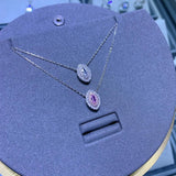 925 Silver Pink Sapphire Diamond Gemstone Necklace