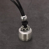 Solid 990 Sterling Silver Blessing Seal Pendant Necklace Retro Matte Jewelry