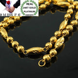 OMHXFC 24KT Chain Necklace NL54 Men's Wedding Gift Olive Beads