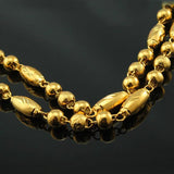 OMHXFC 24KT Chain Necklace NL54 Men's Wedding Gift Olive Beads