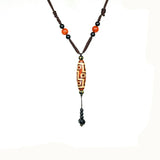 Agate Beads Men's & Women's Necklace with 9 Eyes DZI Amulet