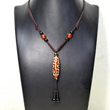 Agate Beads Men's & Women's Necklace with 9 Eyes DZI Amulet