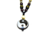 Agate DZI Pendant Necklace Tea Crystal Garnet Woven Amulet Tai Chi Pattern