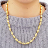 OMHXFC NL247 24KT Chain Necklace Olive Beads Man Male Party