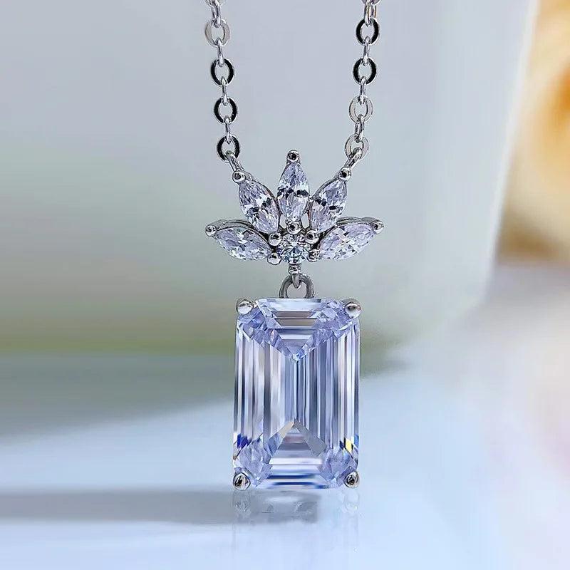 S925 Silver Necklace High Carbon Diamond Water Pendant Chain