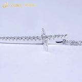 S925 Silver Cross Pendant Necklace with Zircons for Christmas Jewelry