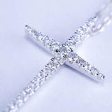 S925 Silver Cross Pendant Necklace with Zircons for Christmas Jewelry