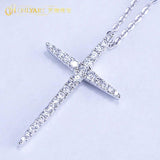 S925 Silver Cross Pendant Necklace with Zircons for Christmas Jewelry