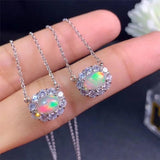 Colorful Opal Necklace 5*7MM Gemstones 925 Silver