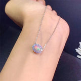 Colorful Opal Necklace 5*7MM Gemstones 925 Silver