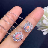 Colorful Opal Necklace 5*7MM Gemstones 925 Silver