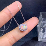 Colorful Opal Necklace 5*7MM Gemstones 925 Silver