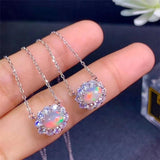 Colorful Opal Necklace 5*7MM Gemstones 925 Silver