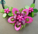 Freshwater Pearl Shell Flower Leather Necklace Gift For Women