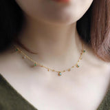 Square Green Zircon Water Drop 925 Silver Choker Necklace