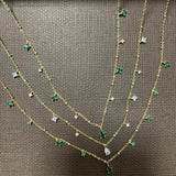 Square Green Zircon Water Drop 925 Silver Choker Necklace