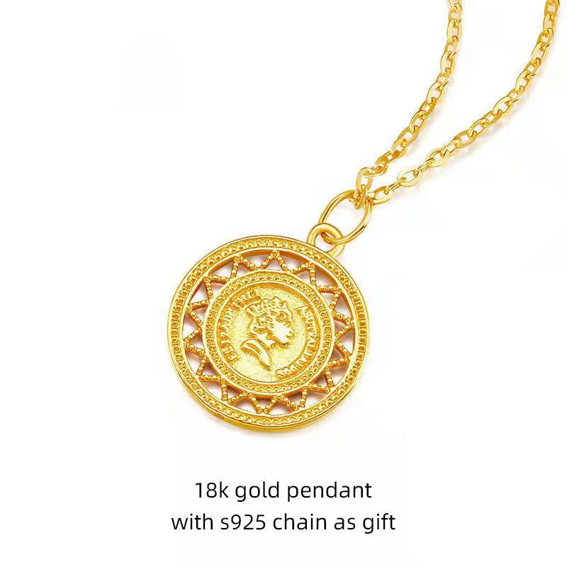 18K Yellow Gold Tags Necklace Pendant Single Female Collarbone