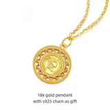 18K Yellow Gold Tags Necklace Pendant Single Female Collarbone
