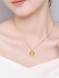 18K Yellow Gold Tags Necklace Pendant Single Female Collarbone