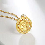 18K Yellow Gold Tags Necklace Pendant Single Female Collarbone
