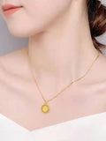 18K Yellow Gold Tags Necklace Pendant Single Female Collarbone