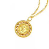 18K Yellow Gold Tags Necklace Pendant Single Female Collarbone