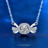 D Moissanite Necklace 925 Sterling Silver Women Bride Wedding Jewelry