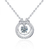D Moissanite Pendant Necklace 925 Sterling Silver Sparkling Wedding Jewelry