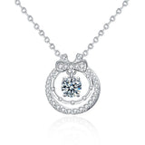D Moissanite Pendant Necklace 925 Sterling Silver Sparkling Wedding Jewelry