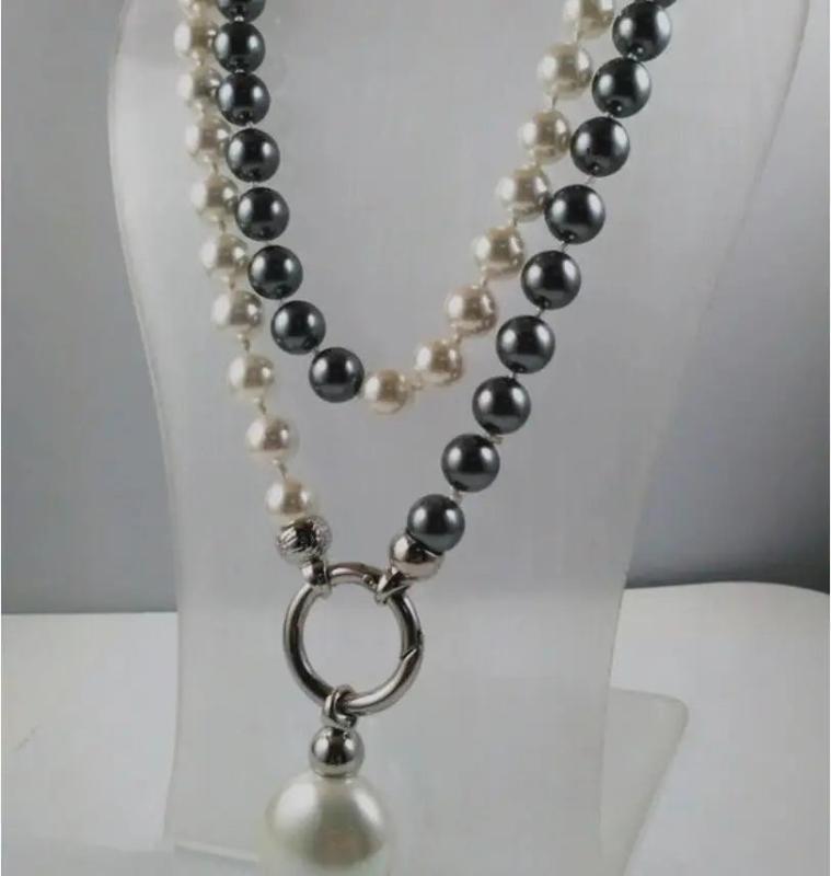 Hand Knotted Wedding 10mm South Sea Shell Pearl Necklace Long Jewelry