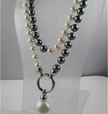 Hand Knotted Wedding 10mm South Sea Shell Pearl Necklace Long Jewelry