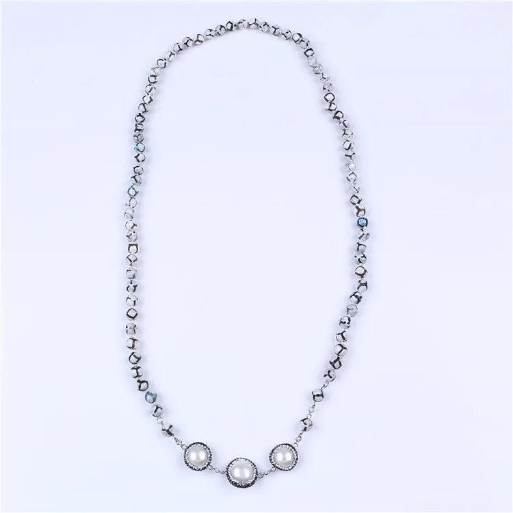 Baroque Pearls Necklace with 8-9mm Stone