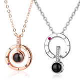 Love's Vow Pendant Necklace 925 Silver 100 Language Love Lady Girl Gift