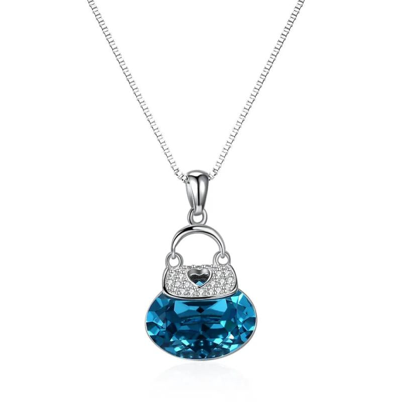 Frog Pendant Necklace 925 Silver Heart Bag Lady Party Necklaces