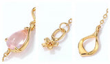 Pink Crystal Long Link Necklace for Women 925 Silver