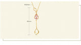 Pink Crystal Long Link Necklace for Women 925 Silver