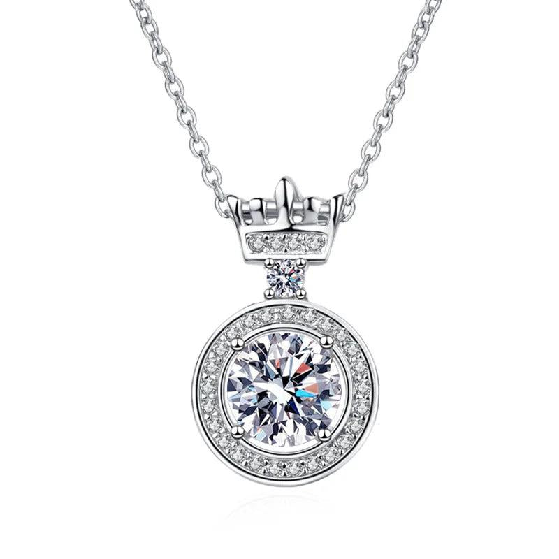 14K 1CT Moissanite Necklace Crown Pendent