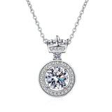14K 1CT Moissanite Necklace Crown Pendent
