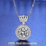 14K 1CT Moissanite Necklace Crown Pendent