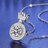 14K 1CT Moissanite Necklace Crown Pendent