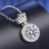 14K 1CT Moissanite Necklace Crown Pendent